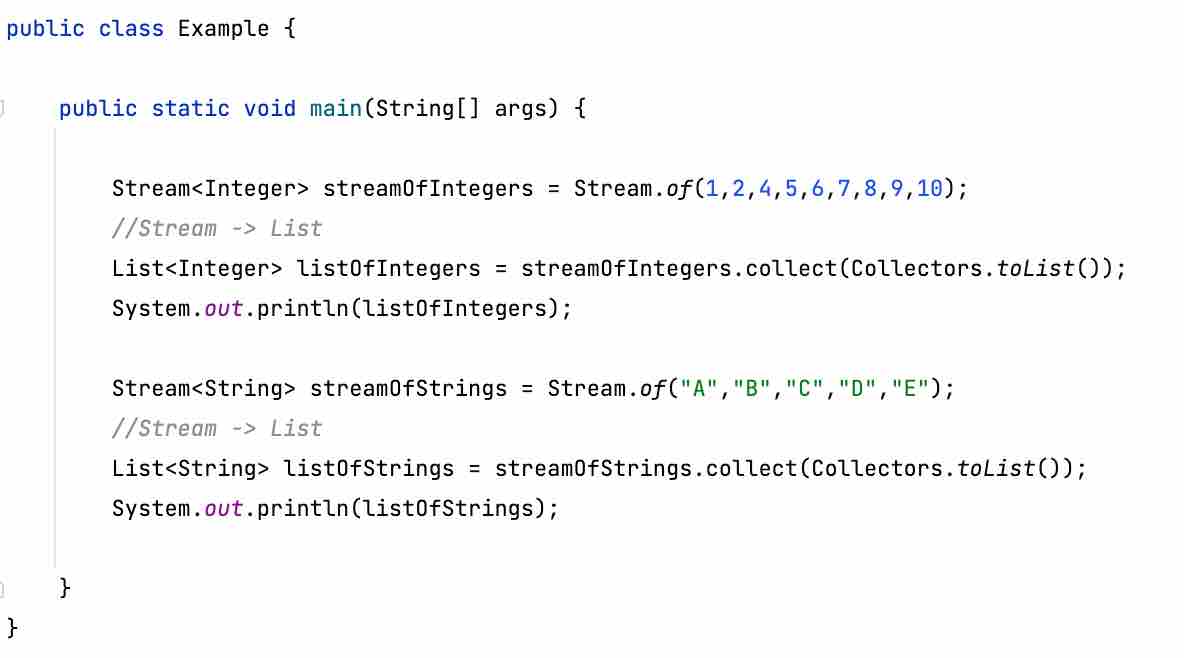 Java Convert Stream to List
